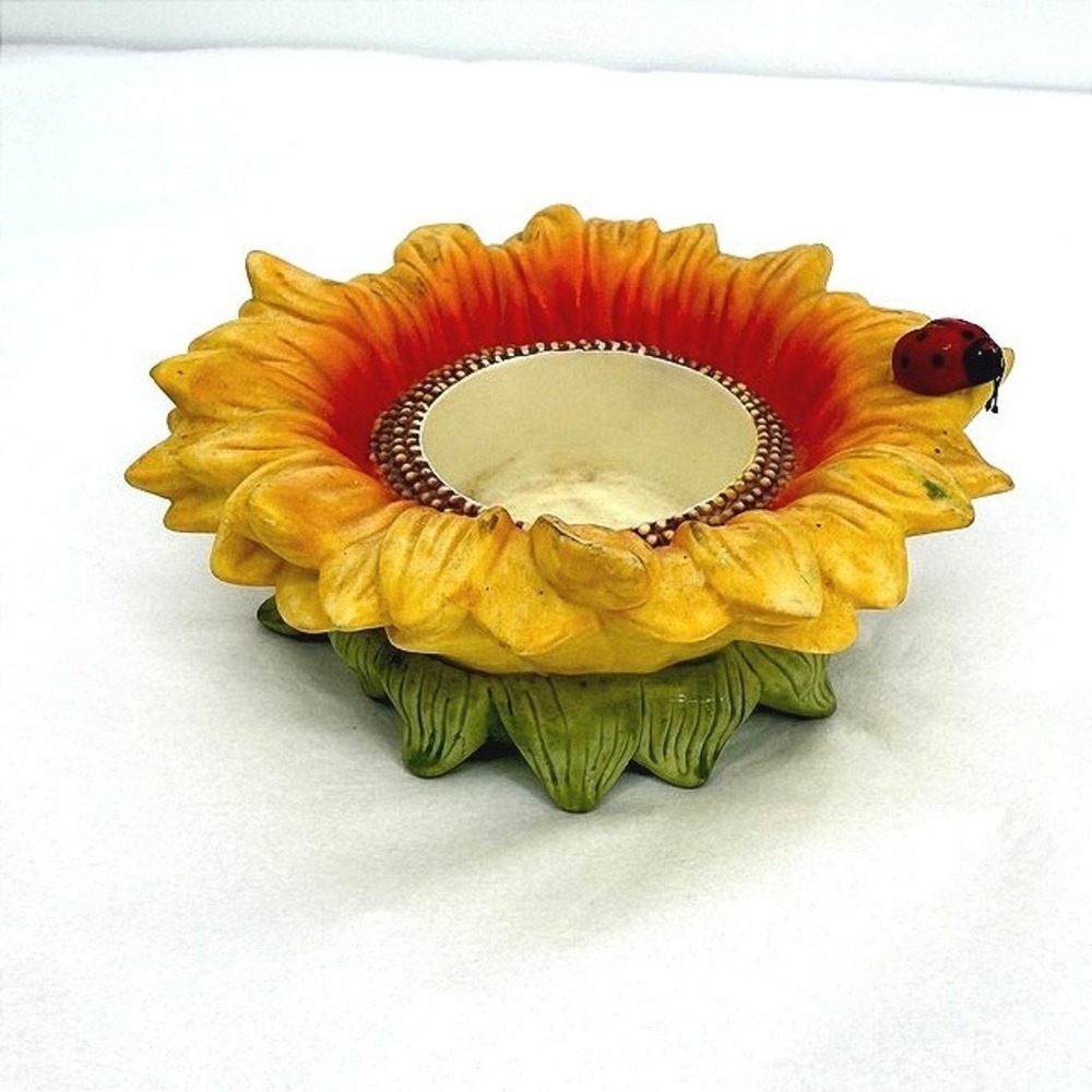PartyLite Sunflower‎ Ladybug Votive Holder Floral Garden Decor Whimsical Nature